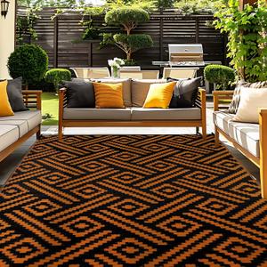 OPPODREAM Outdoor Rug 5x8 Ft, Waterproof Outdoor Plastic Straw Rug for Patio, Reversible Out Door Carpet for Camping, Deck, Rv, 5 x 8 Area Carpet for Balcony, Porch, Backyard, Black and Orange (5'x8', Orange & Black) OPPODREAM Outdoor Rug 5x8 Ft, Waterproof Outdoor Plastic Straw Rug for Patio, Reversible Out Door Carpet for Camping, Deck, Rv, 5 x 8 Area Carpet for Balcony, Porch, Backyard, Black and Orange (5'x8', Orange & Black)