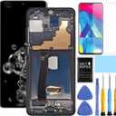 AMOLED for Samsung Galaxy S20 Ultra 5G Screen Replacement for Samsung S20 Ultra Screen Replacement With Frame LCD Display Digitizer G988u1 G988a G988w Touch Screen Assembly 6.8 inch Black