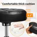 Rolling Stool PU Leather Round - Ultra Soft Padded Seat Cushion Stool with Wheels with Footrest, Weight Capacity 300lb,Adjustable Height Stool for Tattoo Massage Salon Medical Spa Center (Jet Black)