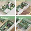 25 PCS Plastic Drawer Organizers Set, 4-Sizes Vanity and Makeup Organizer, Desk and bathroom Drawer Organizer Trays, Organizers and Storage for Makeup, Jewelry, Gadgets, Utensils (Green)