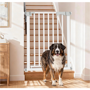 Amibud 41'' Extra Tall Baby Gate for Large Dogs Pets Indoor No Jumping Over, 30-32.6'' Wide Heavy Duty Puppy Gate for Doorways, Pressure Mounted Metal Gate for Child Toddler No Tools Needed(White)