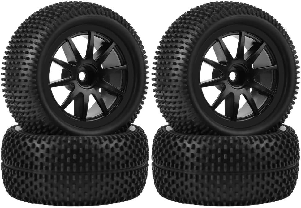 GLOBACT Pre-Glued 12mm Hex RC Monster Truck Wheels and Tires 10-Spoke Rubber Tires for Arrma Granite Grom Mega 380 1/18 RC Monster Truck Upgrade Replace ARA550112 (Square-Shaped)