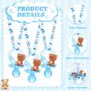 Coume 36 Pcs Shower Party Pacifiers Necklace Bear Bottle Acrylic Pacifiers Charm Pacifier Chain for Guests Gender Reveal Party Favors Prize Table Scatter(Cool,White, Blue)