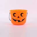 Halloween Pumpkin Bucket Large Halloween Candy Buckets Portable Jack-O-Lantern Buckets with Handles for Kids Halloween Party Favors Props Room Dcor (E)