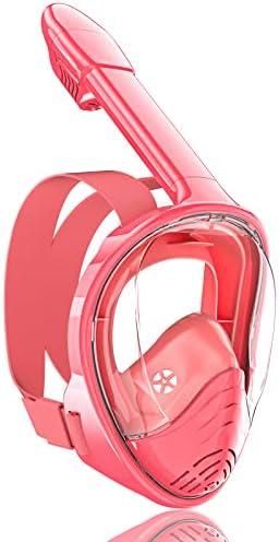 QingSong Kids Snorkel Mask Full Face, Snorkeling Set with Camera Mount, Foldable 180 Degree Panoramic View Snorkeling Gear Anti-Fog Anti-Leak