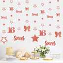 Rose Gold Sweet 16 Party Decorations for Girls Kit Pre-Strung 16th Glitter Twinkle Stars, Bows & Number 16 Birthday Hanging Streamer Banner Happy Sixteen Party Decor Supplies.