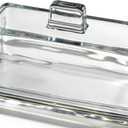 Glass Butter Dish with Lid and Knife, 8.1 Inch Crystal Clear Storage Container, Airtight Seal