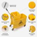 22 Qt (5.5 Gallon) Mop Bucket with Wringer for Floor Cleaning, Handle, Wheels, 16.5" L x 10.6" W x 26.4" H, Yellow,Add One Loop-end String Mop