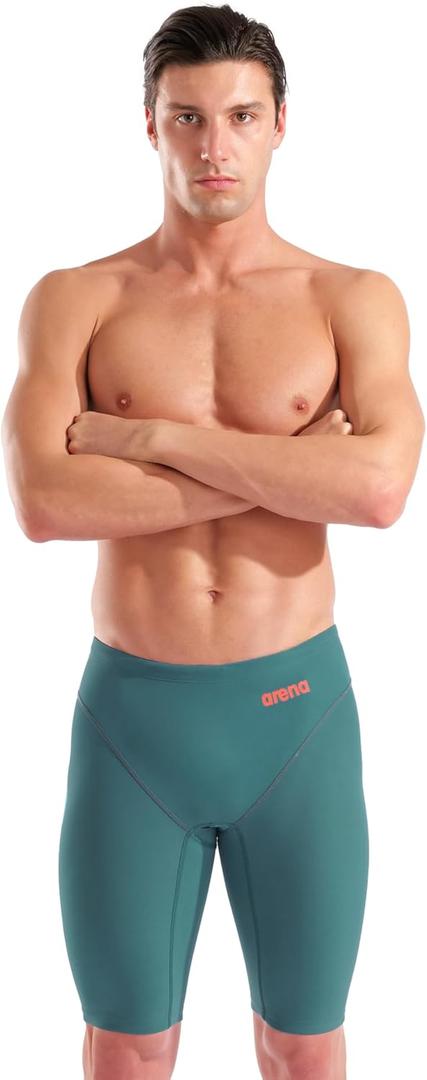 Arena Men's Powerskin Impulso Swim Racing Jammer Competition Tech Suit Competitive Swimsuit (28, Biscay Bay/Cherry)