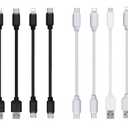 10-Pack Multi Short USB Cables & TypeC-C Cables for Charging Stations Compatible/w iPhone16/15, iPhone5-14/ iPads/iPad Mini/iPad Pros/Samsung Moblies & Tablets/Pixel & Nexus/HTC/Sony(White)