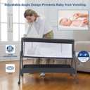 ANGELBLISS Baby Bassinet Bedside Crib with Storage Basket and Wheels, Easy Folding Bed Side Sleeper Adjustable Height Portable Crib for Newborn
