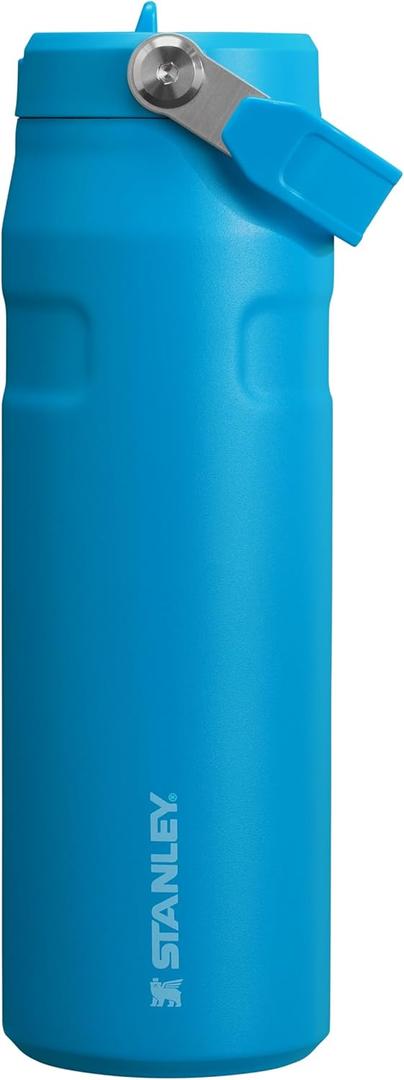 Stanley IceFlow Flip Straw 2.0 Water Bottle 24 OZ | Built-In Straw with Larger Opening | Lightweight & Leak-Resistant | Insulated Stainless Steel | BPA-Free | Azure