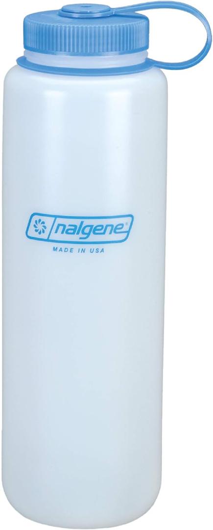 Nalgene HDPE Wide Mouth Water Bottle, Clear, 48 oz
