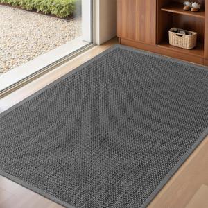 LEKEEPGO Large Door Mat 32"x47", Non Slip Washable Indoor Door Mat, Grey, 2'8" X 3'11"