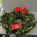 Yaheetech 48in Large Artificial Christmas Wreath, Pre-lit Holiday Accent Decoration with Red Bow, 200 LED Lights & 720 PVC Tips, Metal Structure for Door Wall & Mantel