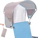 Universal Chair Umbrella Canopy, UPF 50+ Sun Shade with Adjustable Clamp, Fits Most Brands Beach, Camping, Lawn, Tanning, Zero Gravity, Lounge & Fishing Chairs, Patent Design (1 Pack, Beige)