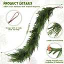 9FT Artificial Norfolk Pine Garland, Realistic Real Touch Christmas Garland, Faux Fake Greenery Garlands for Table, Mantle, Window, Stairs, Fireplace, Outdoor Indoor Christmas Decorations(1Pcs)