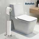 Brushed Nickel Toilet Paper Holder Stand, Bathroom Toilet Paper Roll Holder Stand with Reserve, Free Standing Toilet Paper Holder with Storage