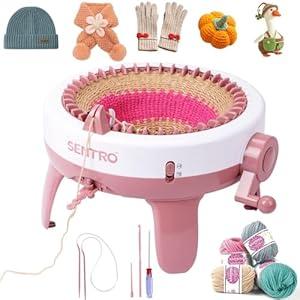 BZVV SENTRO Knitting Machine 40 Needles Smart Knitting Crochet Machine with Row Counter for Adults and Beginners Weaving Loom Machine Kit for Christmas New Year Gifts (Pink-40 Needles)