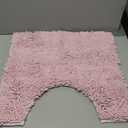 Smiry Luxury Chenille Toilet Rugs U-Shaped 20x20, Soft Absorbent Non-Slip Contour Bathroom Rugs for Toilet, Machine Washable Contoured Bath Mats, Pink