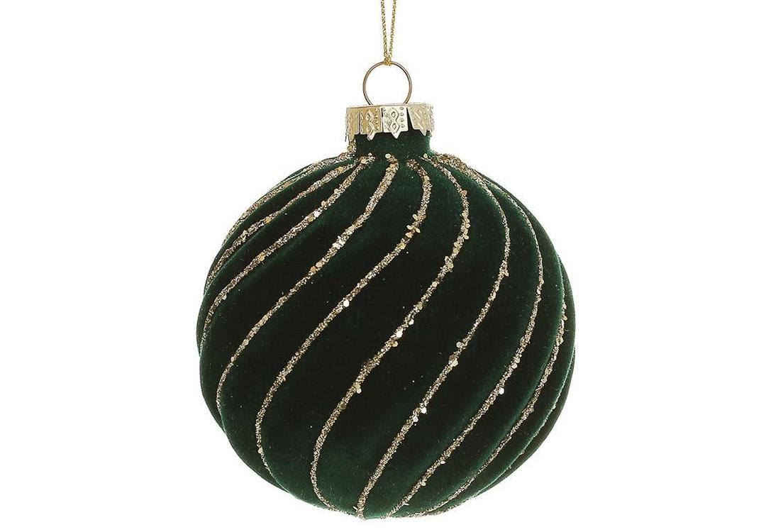 4inch Velvet Ornaments for Christmas Tree, 9PCS Glitter Flocked Christmas Ornaments Decorations Balls Set Decor Green