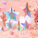 Sinload 45 Pcs 3D Glitter Star Decorations Graduation Iridescent Centerpiece 3 Sizes Standing Hanging Back to School Work Star Decor for End of Year School Centerpiece Starry Movie Night Party Decor