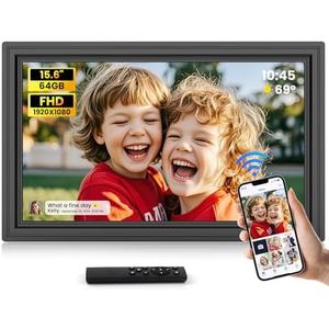 Uhale 15.6" Large Digital Picture Frame 64GB, WiFi Electronic Photo Frames 1920 x 1080 IPS FHD with Remote Control, Wall-Mounted, Support USB/SD Card, Share Photos/Videos Anywhere(No Touchscreen)