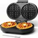 Bakers Friend Double Belgian Waffle Maker Thick, 2 X 6 Round Waffle Maker, Belgium Waffle Iron, Waflera Electrica with Non-stick Plates, 1200W, Perfect for Kids & Family Breakfast, Graphite
