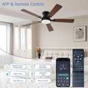 Ayaoty 54 inch Ceiling Fans with Lights and Remote, Low Profile Ceiling Fan with Light, Flush Mount, Reversible, 3CCT, Dimmable, Noiseless, Brown Ceiling Fan for Bedroom, Indoor/Outdoor Use