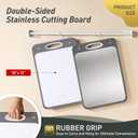 2 in 1 Stainless Steel Cutting Board with Handle Chopping Extra Large Tablas Para Picar Cocina Tabua Madeira Corte Carne Alimentos Cortar Juego Regalos Cumpleaos Navidad Mujer Mama Abuela Hombre Papa (Gray)