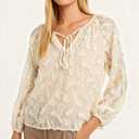 Womens Long Sleeve Casual Lightweight See Through Tunics Tops (White, XL)