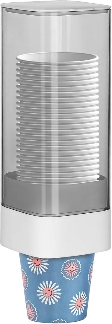 MYITYARD Cup Dispenser, Pull Type Wall Mount Cup Holder for Water Cooler Fit 3oz-5oz Disposable Paper and Plastic Cups, Bathroom Mouthwash Cup Dispenser for Home, Office, Gym, Hospital (White) (Small)