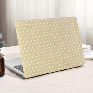 Seorsok Compatible with MacBook Pro 13 inch Case M2 2023,2022,2021-2016 A2338 M1 A2251 A2289 A2159 A1989 A1708 A1706,Cute Little Love Hearts Leather Plastic Hard Shell Case&Keyboard Cover,Apricot