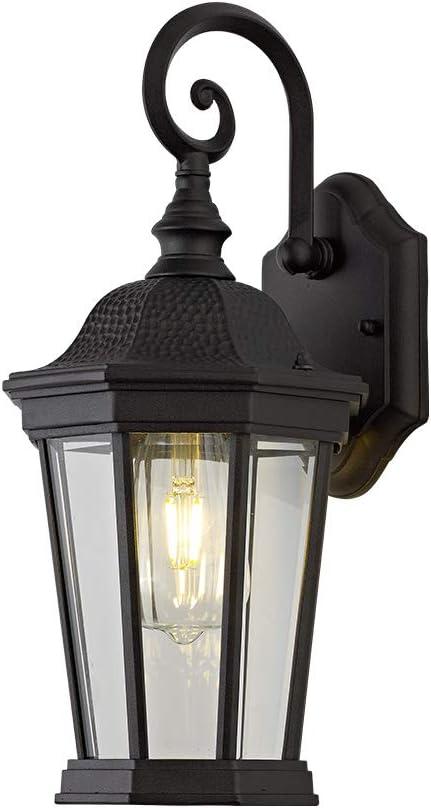Exterior Light Fixtures, Large Outdoor Wall Light/Lantern, Outdoor Porch Light Fixtures Wall Mount in Matte Black Finish with Clear Glass, Aluminum Alloy, 60W (A14 15.7inch)
