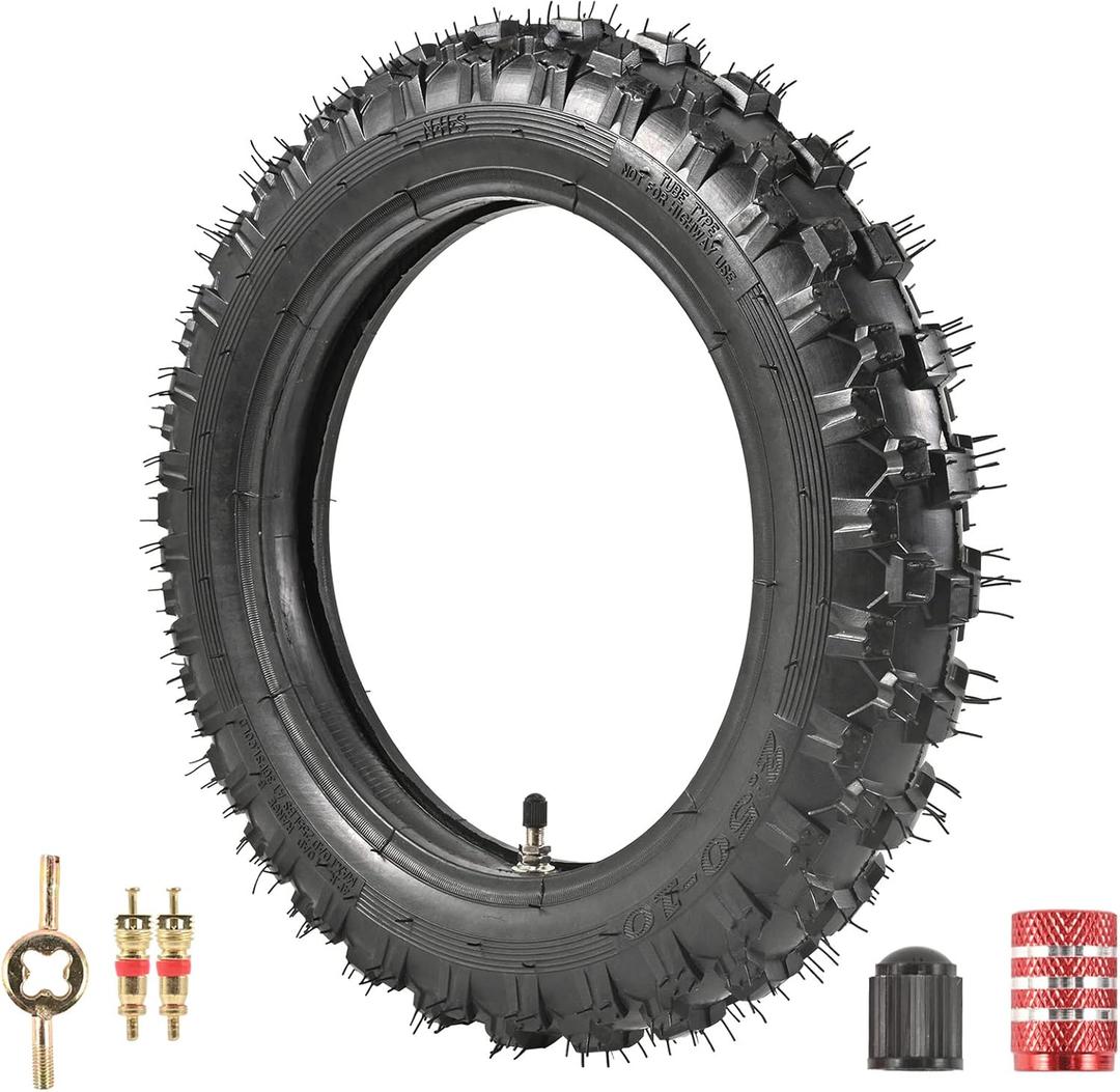 Trkimal 2.5-10" Off-Road Tire and Inner Tube Set - Most 49cc, 50cc, and 70cc Dirt Bike Tire with 10-Inch Rim Replacement Compatible with CRF50/XR50, DRZ70/JR50, and PW50 (2.5-10")