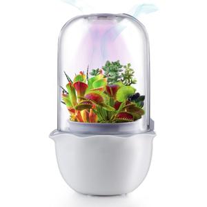 Smart Venus Fly Trap Terrarium Pot with Timer&Fan,Succulent Planter with Grow Light,Indoor Plant Terrarium Kit for Carnivorous Plants,Sundew Moss,Cactus, for Dad (No Plant) (White)