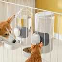 Yummy Sam Hanging Automatic Small Pet Food Water Dispenser, Auto Gravity 0.8L Cat Feeder and 0.87L Water Dispenser, Self-Feeding and Waterer Set Kennel Feeding Station for Puppy Cats (Grey White)