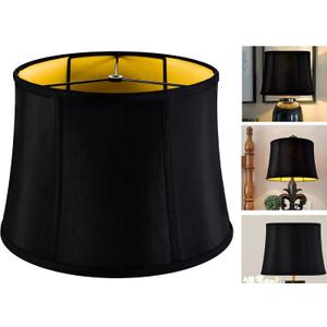 GOSO Medium Black Drum Lamp Shade for Table Lamps Floor Lamp-12x14x10 inch (Spider) Foldable Round Lampshades Faux Silk Lamp Shades Replcement/Rustic Modern Shade-Easy Assembly