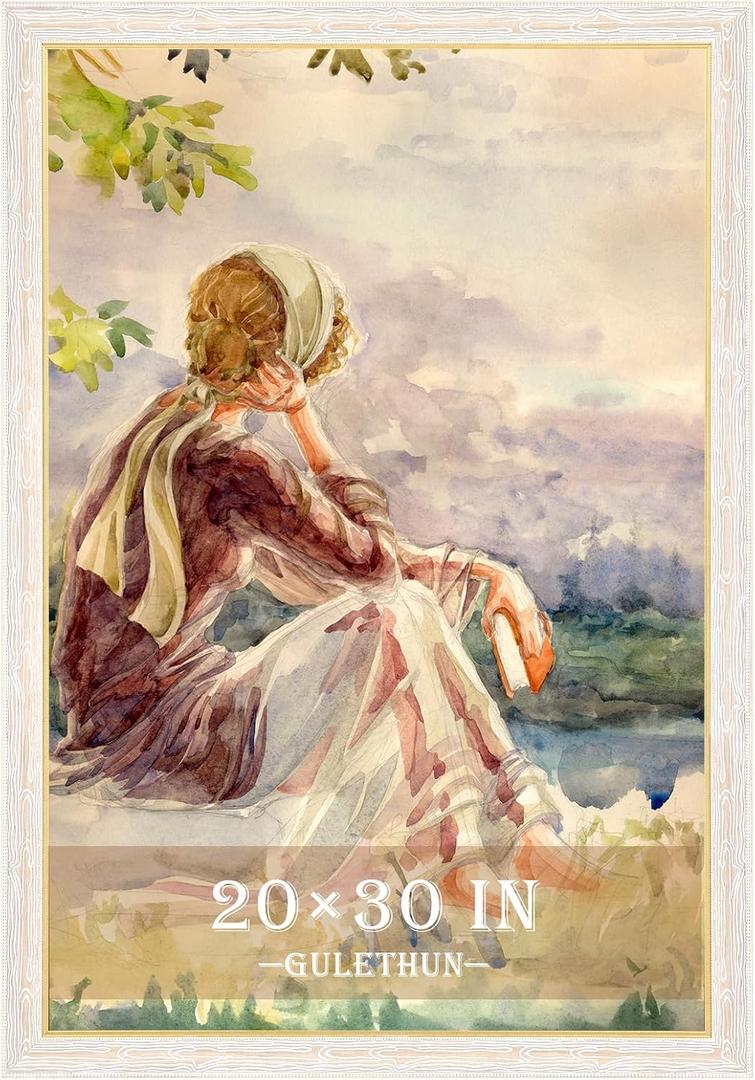 GULETHUN 20x30 Frame, Vintage Picture Frames Wood-Toned, 20 by 30 Transitional Modern Rustic Poster Frame, Ornate Border Design Photo Frame for Home Decor, Horizontal & Vertical Mount, 20x30in