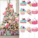 12 Pcs Large Pastel Candy Christmas Tree Decorations Picks Colorful Christmas Cake Ice Cream Picks Macarons Ornaments Gumdrop Decorations for Xmas Vase Wreath Garland Decoration Supplies