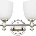 Bathroom Vanity Light, 4-Light Bathroom Light Fixtures Over Mirror, Traditional Vanity Lights for Living Room, Milk White Bell Glass Shades, Standard E26 Base, Polished Nickel