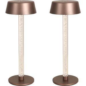 Cordless Table Lamps Set of 2,Lava lamp,Bubble stem,Water Droplet stem,Crystal Effect,5000mAh Battery Operated, 3 Color Stepless Dimming Up, for Restaurant/Bedroom/Bars/Outdoor Party/Camping/Coffee (Gold brown-2Pack)