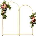 Gold Metal Wedding Arch Backdrop Stands Set of 2 (7.2FT & 6.6FT), Metal Square Balloon Arch Frame for Birthday Party, Ceremony, Baby Shower
