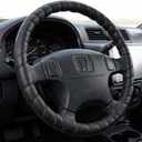 Black Lace-On Steering Wheel Cover, 14-15 Inch Universal Fit, Retro Classic Style for Cars Trucks SUVs, Stretch Grip,Accessory Auto Vehicle, DIY Install