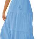 Fisoew Women's Spaghetti Strap Maxi Dress Summer Sleeveless Side Cut Out Dress Casual Boho Backless Flowy Long Dresses, XL