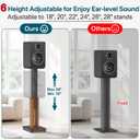 Height Adjustable Speaker Stands Pair with Most Satellite, Studio, Bookshelf Speakers - Wood Grain Floor Speaker Stands for Klipsch, Edifier, JBL Bookshelf Speaker Stands Holds 50Lbs with Cable Clips