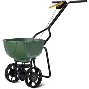 Amazon Basics Fertilizer Spreader for Lawn, Evenly Spreading, Multi-Gear System, Covers 5000 Square Feet per Load, 33 Pounds, 0.53 Cubic Feet, All Season, 1-Pack