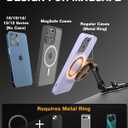 2 x Smolink Tesla Phone Mount, All Metal Strong Magnet Magnetic Phone Holder for Car Dashborad and Tesla Model 3/Y/S/X, Foldable Hidden for MagSafe Car Mount Fit for iPhone All Phones, Black