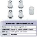 00276-00901, Wheel Lock Lug Nuts Set M12 x 1.5, Compatible with 2000-2024 Toyota 4Runner Corolla FJ Cruiser Highlander Matrix Sequoia Solara Tacoma Tundra & Lexus GS300 GS400 GS430 GX460 GX470 SC430