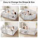 Baby Playpen with Door, Foldable Adjustable Play Pen for Babies and Toddlers,Heavy-Duty Play Yard Fence Play Area, Large Toddler Playpen, Light Grey